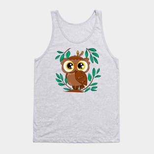 Owl cute foliage Tank Top